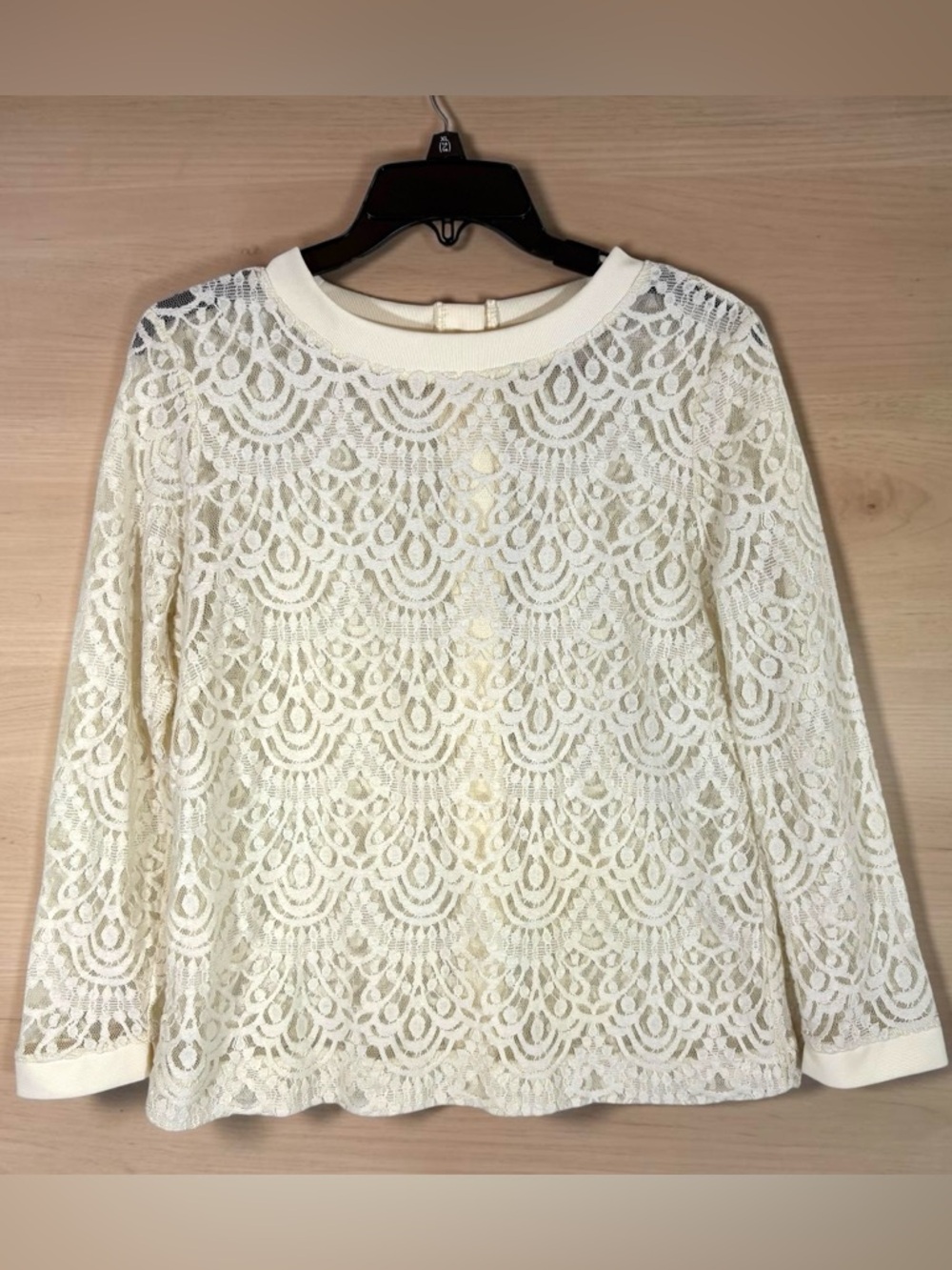 Banana Republic Ivory Crochet Lace Long Sleeve Top - Picture 2 of 13